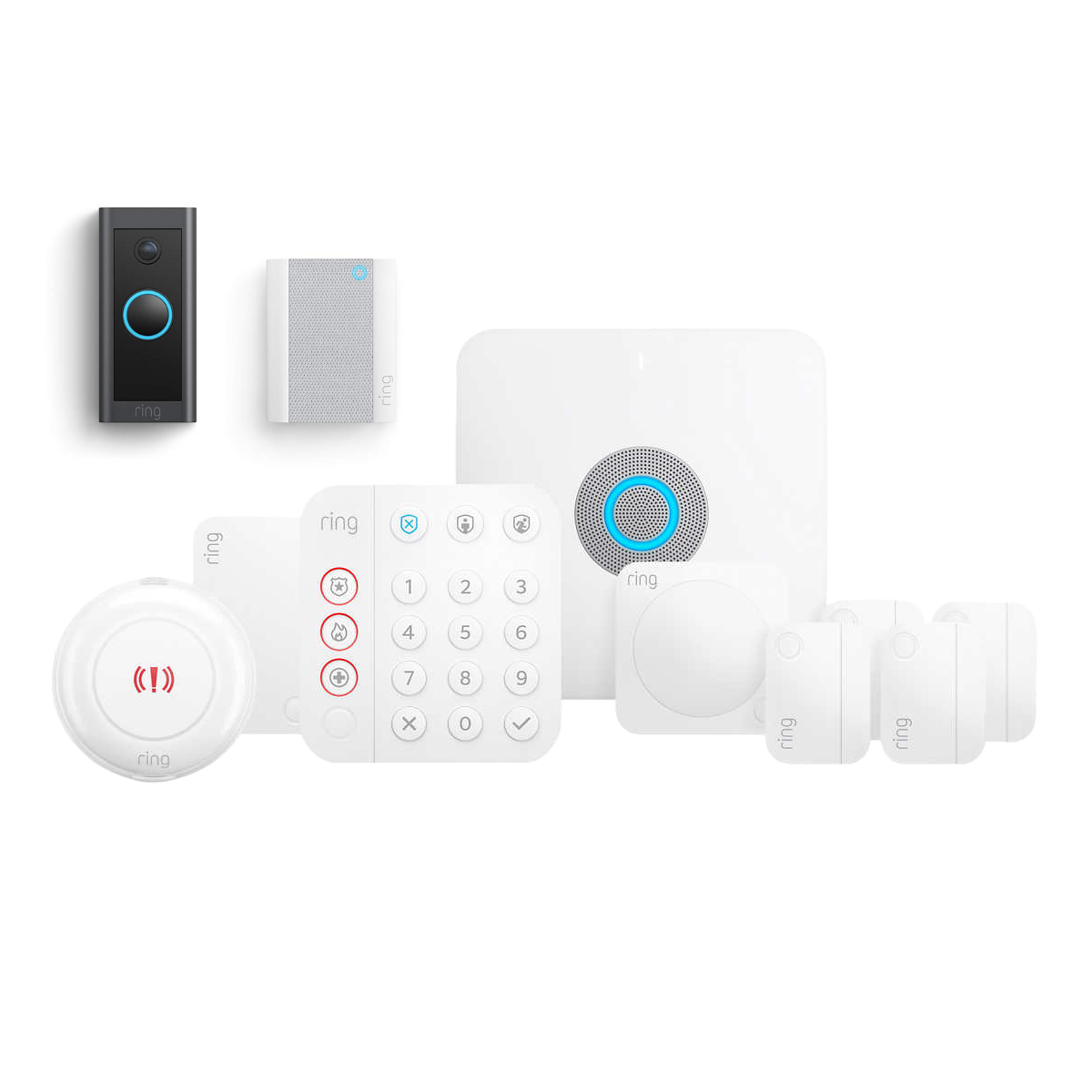 11 Piece Kit With Panic Button Sensors Doorbell And Chime