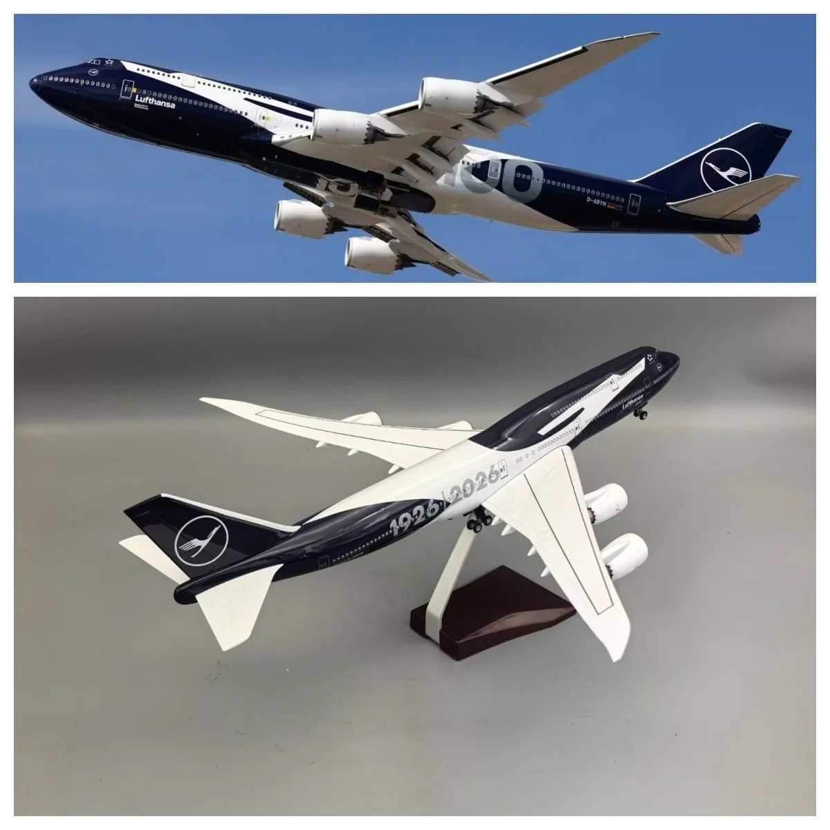 47cm Lufthansa B747 100 Years Diecast Airplane Model Aircraft Light Wheels