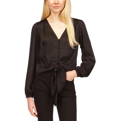 Женская черная рубашка на пуговицах MICHAEL Michael Kors Petites PS BHFO 4821