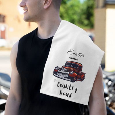 Ease on down the Country Road white background vintage truck Rally Towel, 11x18 