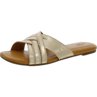 Женские босоножки Ugg Kenleigh Gold Metallic Slide 7 среднего размера (B,M) BHFO 9234
