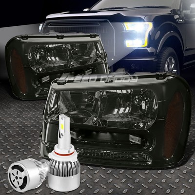 ФАРА С ДЫМЧАТЫМ КОРПУСОМ + ЯНТАРНЫЙ УГОЛОК + БЕЛЫЙ СВЕТОДИОД 9006 HID с ВЕНТИЛЯТОРОМ ДЛЯ BLAZER 02-09