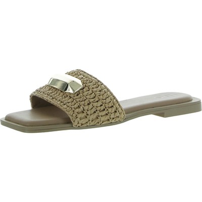 INC Womens Paramita Square Open Toe Raffia Casual Slide Sandals Shoes BHFO 2236
