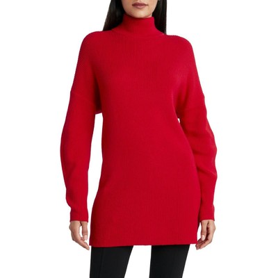 

Женский трикотажный свитер в рубчик свободного кроя BCBG Max Azria с водолазкой-туникой, Scarlet