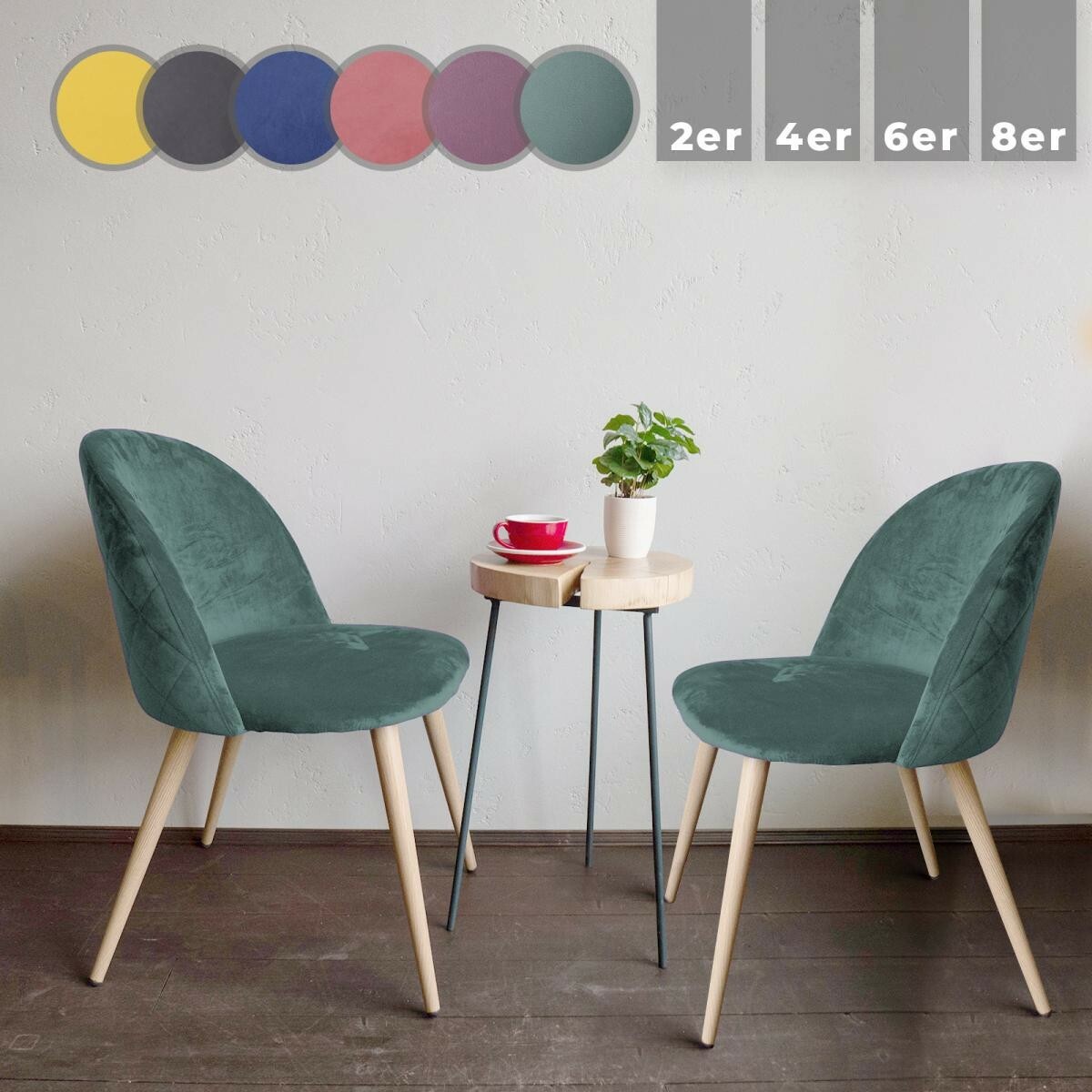 Esszimmerstühle Wohnzimmerstühle 2/4/6/8 Set Küchenstuhl Samt Polster