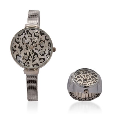 NIB $69.99 STRADA Austrian Crystal Ring Watch and Bracelet Watch H-27