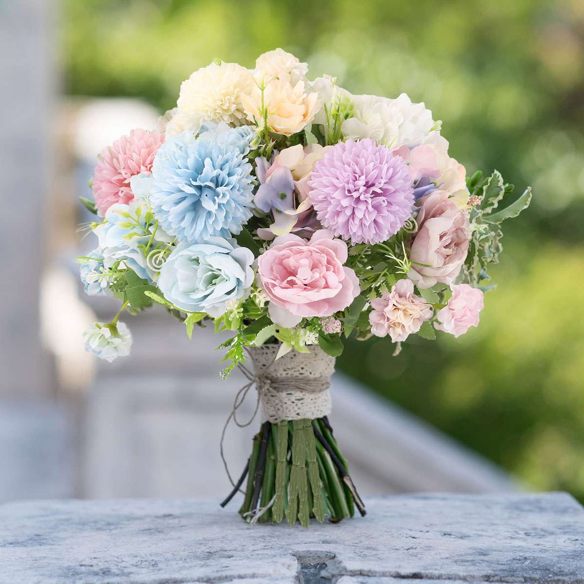 Artificial 9 Heads Silk Peony Flowers Wedding Bouquet Home Party Outdoor Decor