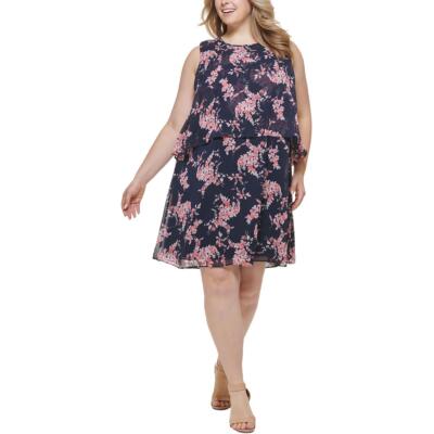 

Tommy Hilfiger Женское платье прямого кроя до колен с цветочным принтом плюс BHFO 8723, Sky captain/seashell