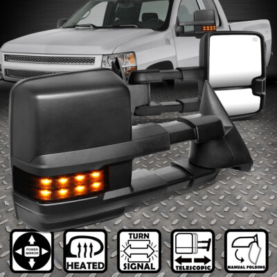 ДЛЯ 99-02 SILVERADO SIERRA ПАРА БУКСИРОВОЧНЫХ ЗЕРКАЛ С ЭЛЕКТРОПРИВОДОМ + ОБОГРЕВОМ + СВЕТОДИОДНЫМ СИГНАЛОМ ПОВОРОТА