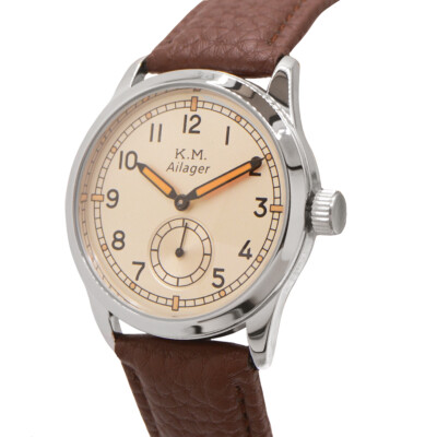 Ailager  German Kriegsmarine Service Watch - Brown Strap - Presentation Gift Box