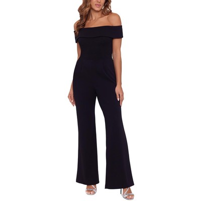 Женский повседневный комбинезон Xscape из черного крепа с открытыми плечами 8 BHFO 8705