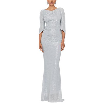 Женское длинное вечернее платье Betsy & Adam цвета серебристый металлик, 6 BHFO 8795