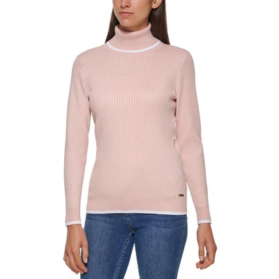 Calvin Klein Womens Уютный пуловер в рубчик с воротником-свитер BHFO 2862