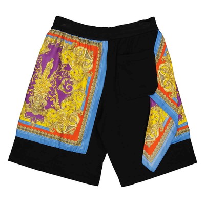 Pre-owned Versace Barocco Goddess Night Print Bermuda Shorts In Black