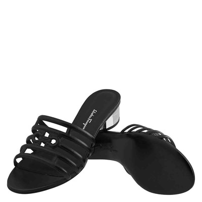 Pre-owned Ferragamo Salvatore  Ladies Finn 30 Gancini Slide Sandals In Black