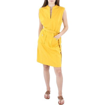 Женское желтое трикотажное мини-платье-клеш Tommy Hilfiger Plus 18 BHFO 4361