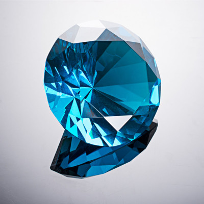 LONGWIN 80MM Light Blue Crystal Diamond Art Giant Glass Paperweight Home Decor