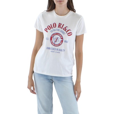 

Женский белый топ с круглым вырезом и логотипом Polo Ralph Lauren  BHFO 3715