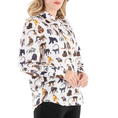 BURBERRY BURBERRY LADIES OPTIC WHITE JULIETTE ANIMAL PRINT SHIRT