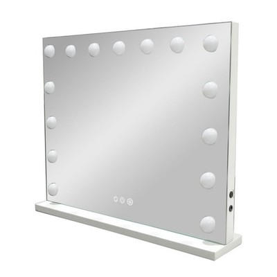 LED Hollywood Cosmetic Mirror White Rectangular Freestanding (H)46x(W)58cm
