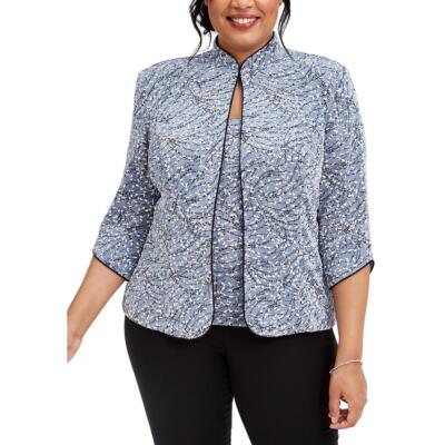 

Alex Evenings Womens Metallic Mandarin 2-PC Twinset Top Plus BHFO 0430