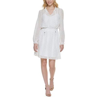 Женское белое шифоновое мини-платье-клеш Tommy Hilfiger 14 BHFO 9875