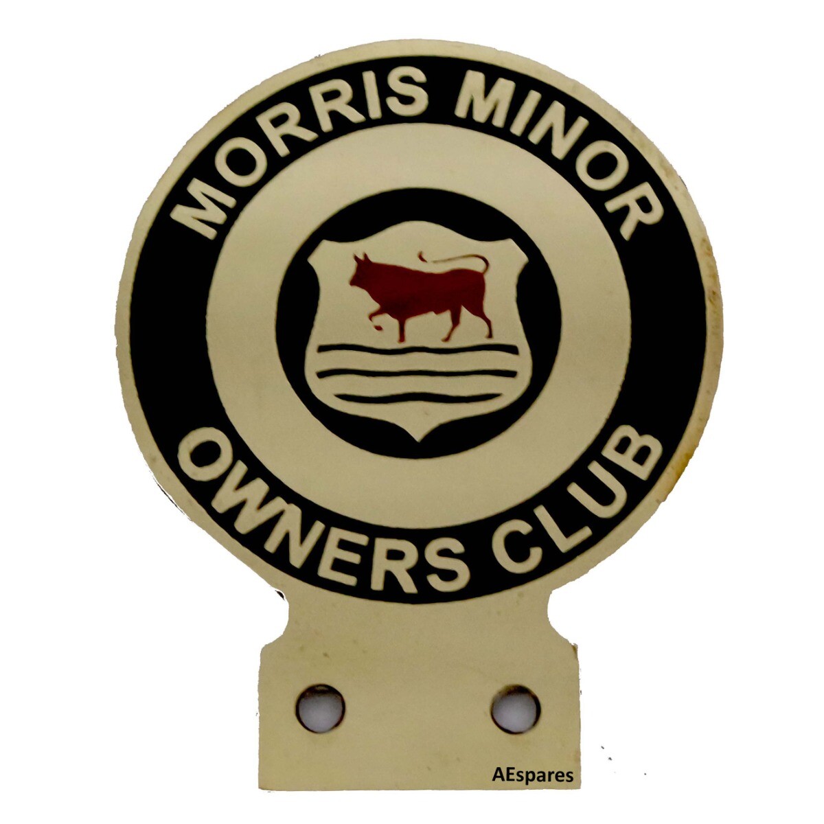 Vintage Morris Minor Owners Car Club Heavy Brass Enamel Front Grill Badge  