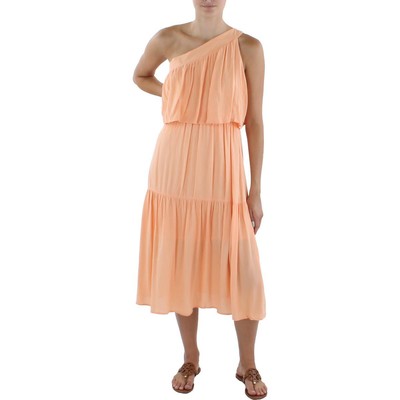 

Gilli Женский оранжевый сарафан миди на одно плечо с баской  BHFO 2955, Light coral