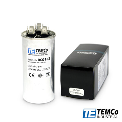 TEMCo 35+5 uf/MFD 370-440 VAC volts Round Dual Run Capacitor