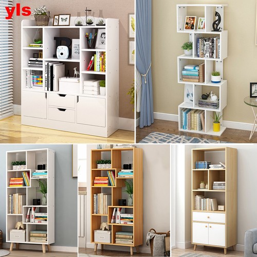 Cube Wooden Bookcase Shelving Unit Door Display Corner Storage