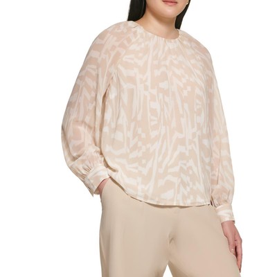 Женская блузка с длинным рукавом и принтом цвета слоновой кости от Calvin Klein XS BHFO 0143