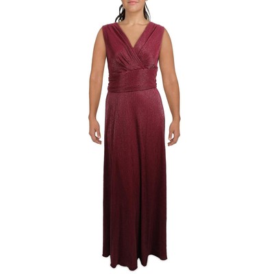 

Женское красное вечернее платье макси цвета металлик Lauren Ralph Lauren  BHFO 5616, Maroon