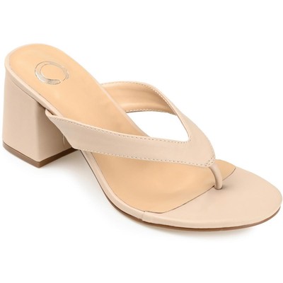 Journee Collection Womens Taupe Slip On Heels Shoes 6 Medium (B,M) BHFO 9168