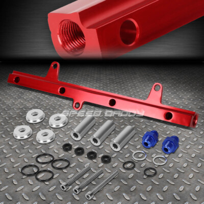 ДЛЯ 240SX S13 SR20DET КРАСНАЯ АЛЮМИНИЕВАЯ НАПРАВЛЯЮЩАЯ ТОПЛИВНОЙ ФОРСУНКИ ВЫСОКОГО РАСХОДА С ВЕРХНЕЙ ПОДАЧЕЙ ТОПЛИВА КОМПЛЕКТ JDM