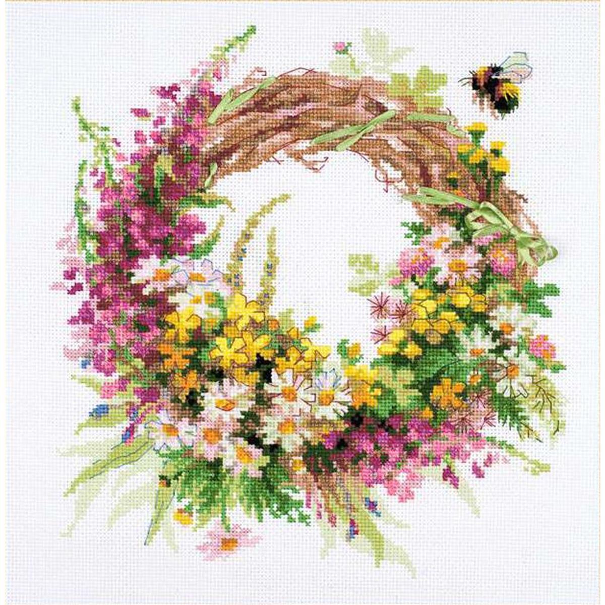 Riolis counted cross stitch Kit Wreath with Fireweed, DIY