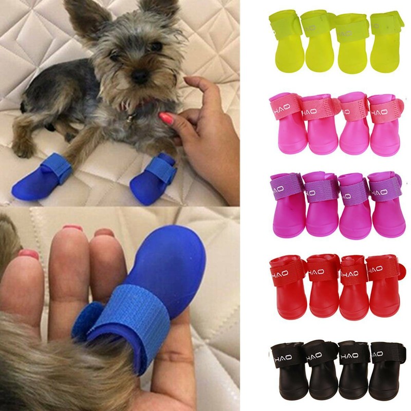 4tlg Wasserdicht Hundeschuhe Pfotenschutz Pet Schuhe Regenstiefel Hundestiefel