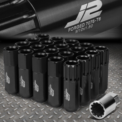 J2 ENGINEERING 7075 АЛЮМИНИЙ M12X1.5 16ШТ 60 ММ ГАЙКА С ОТКРЫТЫМ НАКОНЕЧНИКОМ 4ШТ ЗАМОК ЧЕРНЫЙ