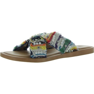 Steve Madden Womens Anya White Slide Sandals Shoes 7 Medium (B,M) BHFO 3287