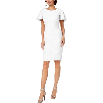 

Женское белое вечернее платье-футляр Calvin Klein с косыми рукавами  BHFO 4408, Белый