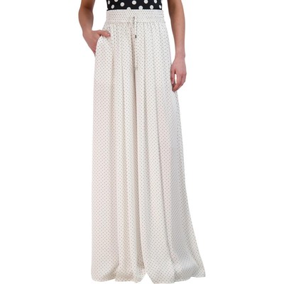 Женские широкие брюки BCBGMAXAZRIA из белого атласа в горошек на завязках XS BHFO 8954