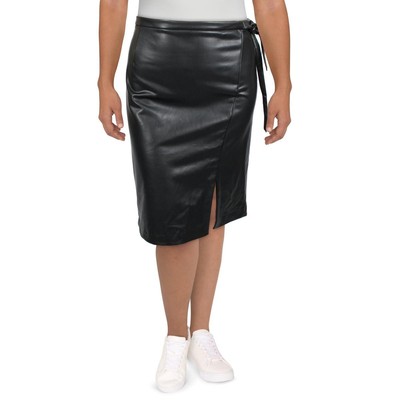 Женская черная юбка миди с запахом и разрезом из искусственной кожи Anne Klein 2 BHFO 4797