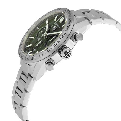 Pre-owned Tag Heuer Carrera Chronograph Automatic Green Dial Men's Watch Cbn2a10.ba0643