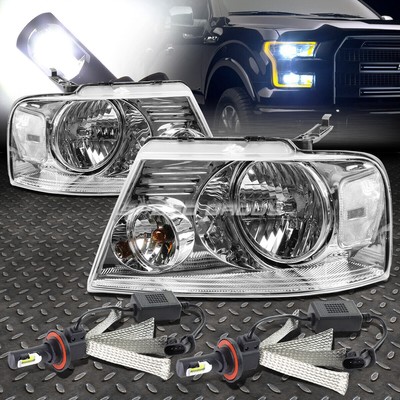 ХРОМИРОВАННЫЙ КОРПУС ФАРЫ С ПРОЗРАЧНЫМ УГЛОМ НАКЛОНА + БЕЛАЯ СВЕТОДИОДНАЯ СИСТЕМА 6000K ДЛЯ 04-08 F150