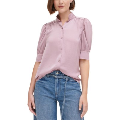 Женский фиолетовый однотонный топ на пуговицах Calvin Klein Jeans Petites PXS BHFO 2595