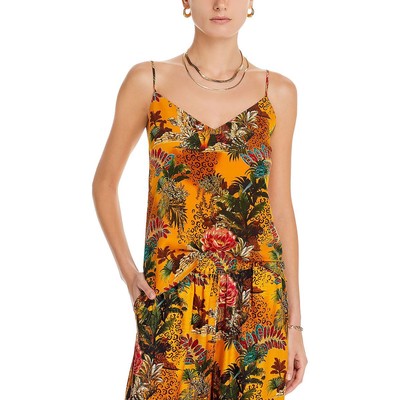 LAgence Womens Yellow Floral Print Adjustable Top Pullover Top S BHFO 3104