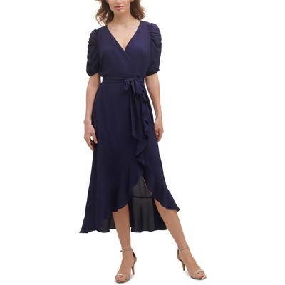 Женское темно-синее вечернее платье макси с оборками Kensie Womens 12 BHFO 2251