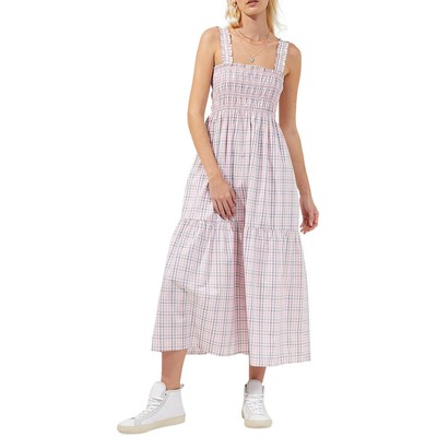 

Женский розовый присборенный сарафан в клетку French Connection, размер  BHFO 6063, Soft pink check