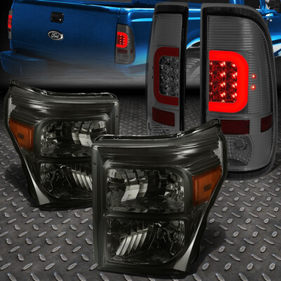 ДЛЯ FORD SUPER DUTY 2011-2016 КРАСНАЯ СВЕТОДИОДНАЯ ПАНЕЛЬ С ДЫМЧАТЫМ ЗАДНИМ ФОНАРЕМ + ЯНТАРНАЯ БОКОВАЯ ФАРА