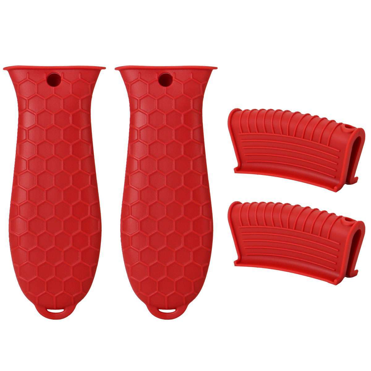 4PCS Pot Holder Cast Iron Hot Skillet Silicone Handle Cover Potholder Pan Sleeve