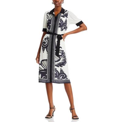 T Tahari Womens Printed Collared Belted Shirtdress BHFO 5446
